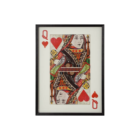 Queen of Hearts II Playing Card a Paper Mosaik Collage Framed Art under Glass by Mercana at Eve Furniture