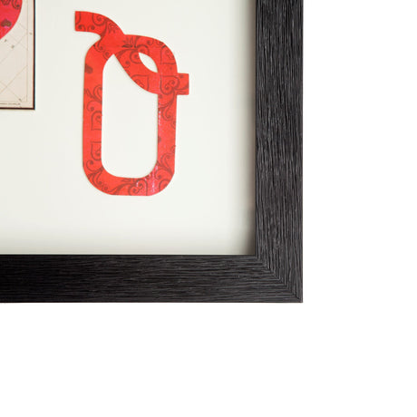 Queen of Hearts II Playing Card a Paper Mosaik Collage Framed Art under Glass by Mercana at Eve Furniture