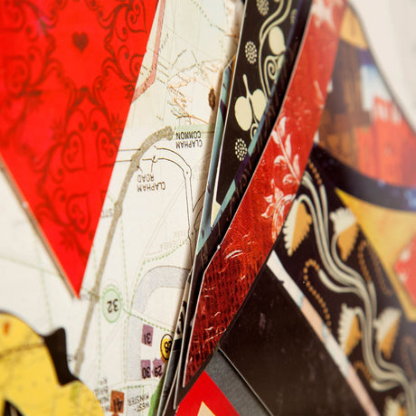 Queen of Hearts II Playing Card a Paper Mosaik Collage Framed Art under Glass by Mercana at Eve Furniture