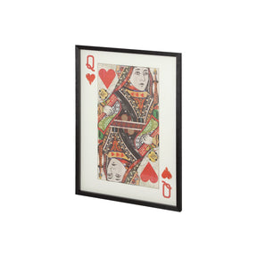 Queen of Hearts II Playing Card a Paper Mosaik Collage Framed Art under Glass by Mercana at Eve Furniture