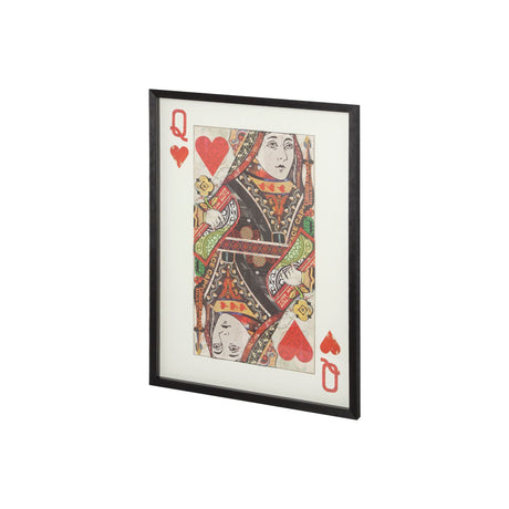Queen of Hearts II Playing Card a Paper Mosaik Collage Framed Art under Glass by Mercana at Eve Furniture