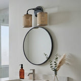 Quell 2-Light Rattan Wall Sconce with Black Metal Finish by Ashcroft Furniture at Eve Furniture