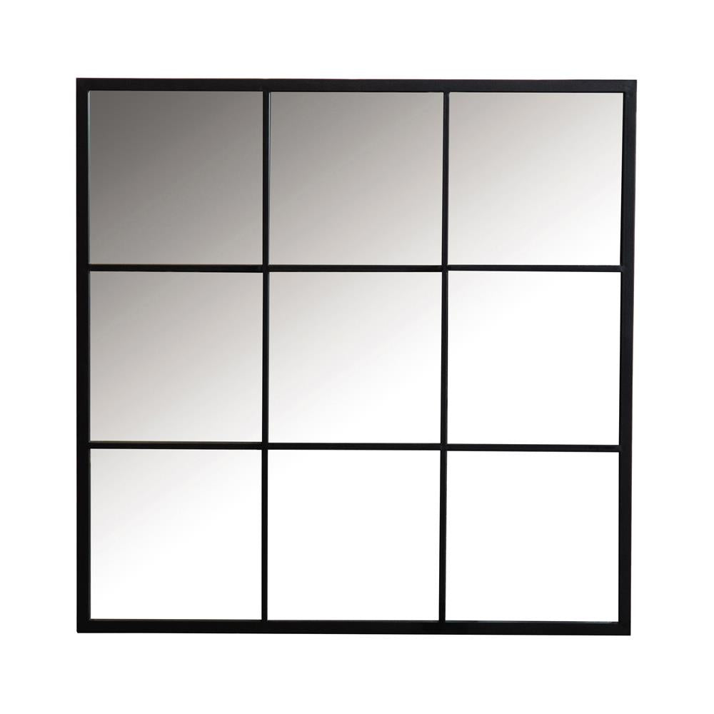 Quetzal Black Square Window Pane Wall Mirror