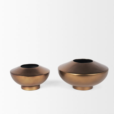 Quiana Large Gold Metal Vase by Mercana at Eve Furniture