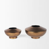 Quiana Medium Textured Gold Metal Vase by Mercana at Eve Furniture