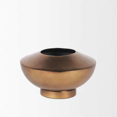 Quiana Medium Textured Gold Metal Vase by Mercana at Eve Furniture