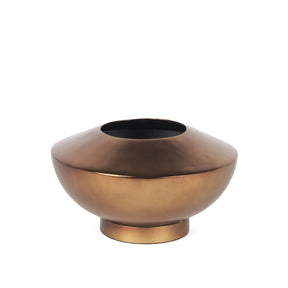 Quiana Medium Textured Gold Metal Vase by Mercana at Eve Furniture