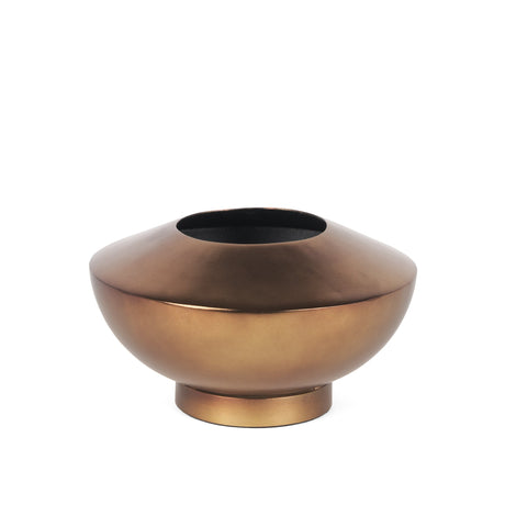 Quiana Medium Textured Gold Metal Vase by Mercana at Eve Furniture