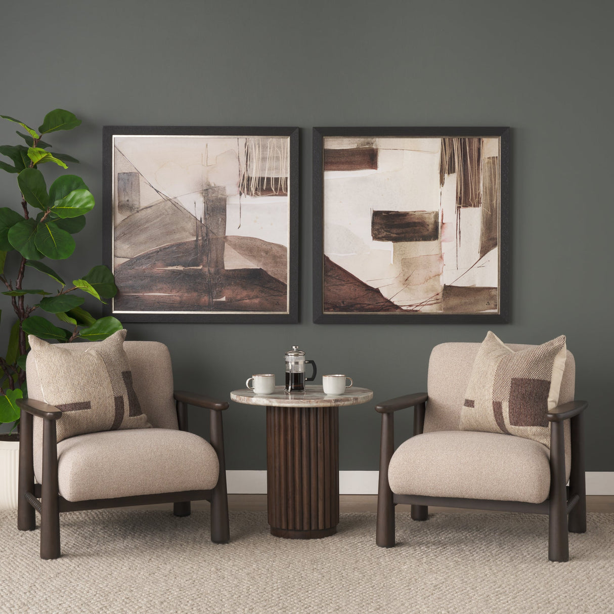 Quiet Constructs I by Mercana Studio Hand Embelished Textured Framed Artwork Matted by Mercana at Eve Furniture