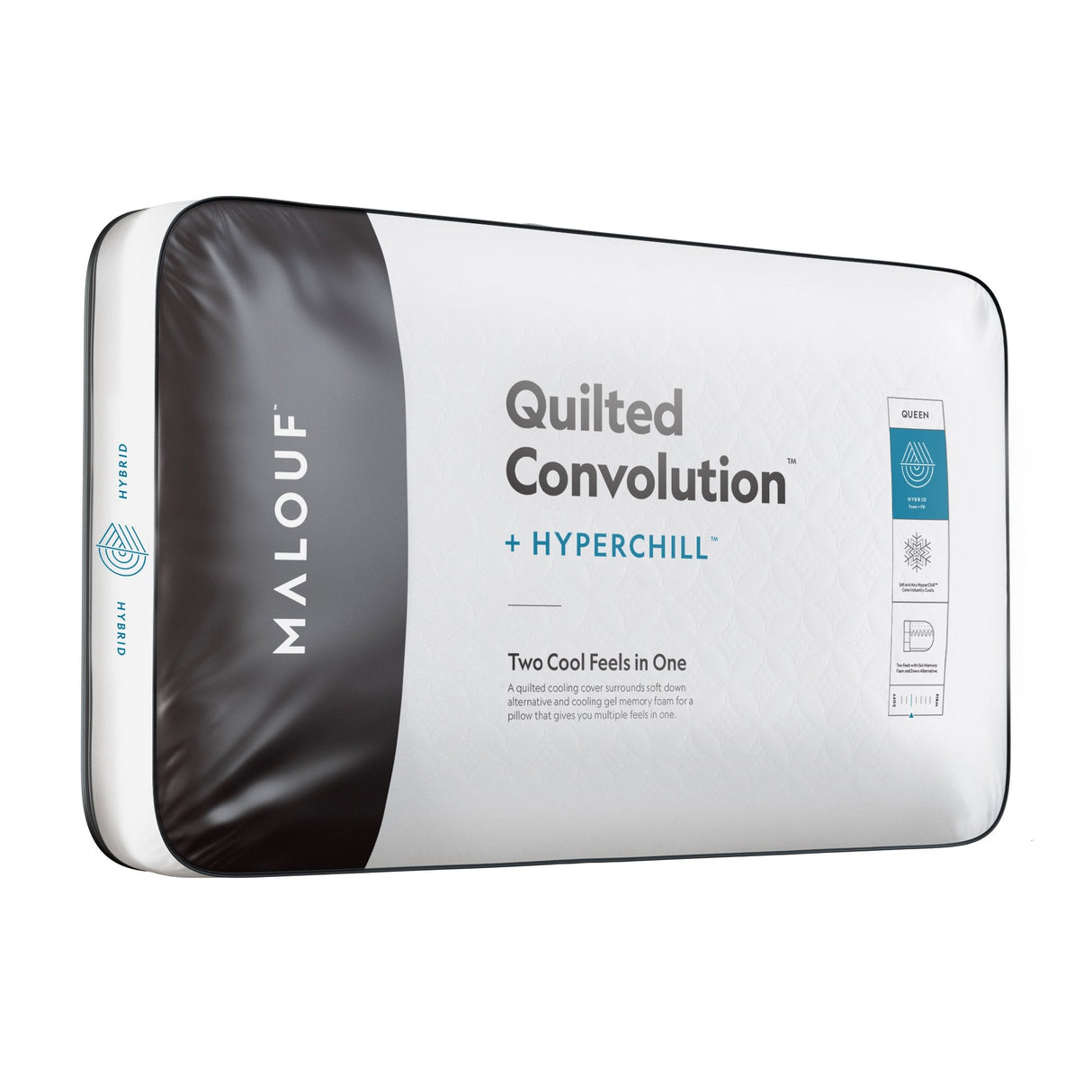 Quilted Convolution White King High Loft Pillow by Malouf at Eve Furniture