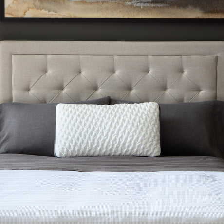 Quilted Convolution White King High Loft Pillow by Malouf at Eve Furniture