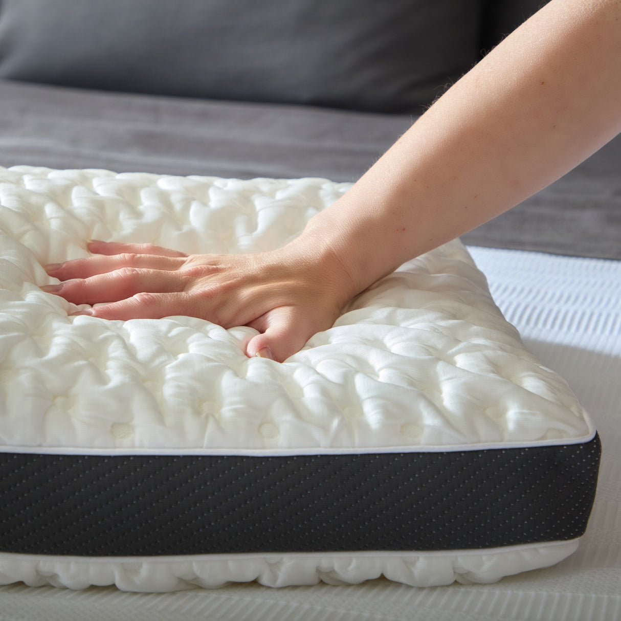 Quilted Convolution White King High Loft Pillow by Malouf at Eve Furniture