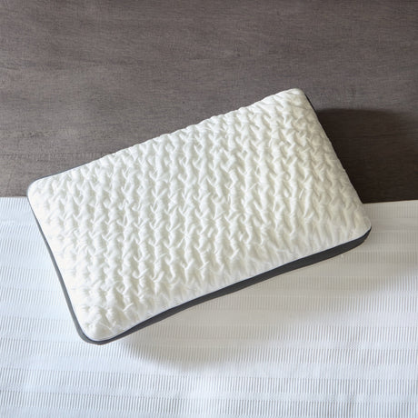 Quilted Convolution White King High Loft Pillow by Malouf at Eve Furniture