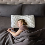 Quilted Convolution White Queen High Loft Pillow by Malouf at Eve Furniture