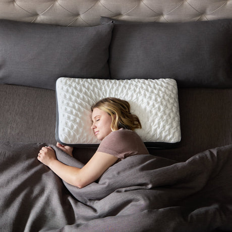 Quilted Convolution White Queen High Loft Pillow by Malouf at Eve Furniture