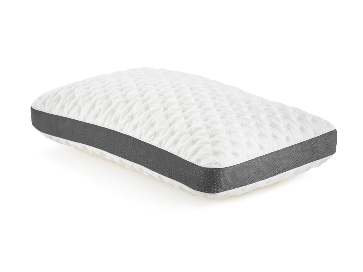 Quilted Convolution White Queen High Loft Pillow by Malouf at Eve Furniture