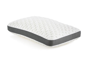 Quilted Convolution White Queen High Loft Pillow by Malouf at Eve Furniture