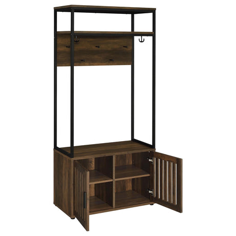 Quincy Dark Pine and Black 2-door Engineered Wood Hall Tree by Coaster at Eve Furniture