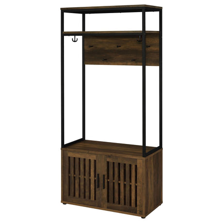 Quincy Dark Pine and Black 2-door Engineered Wood Hall Tree by Coaster at Eve Furniture