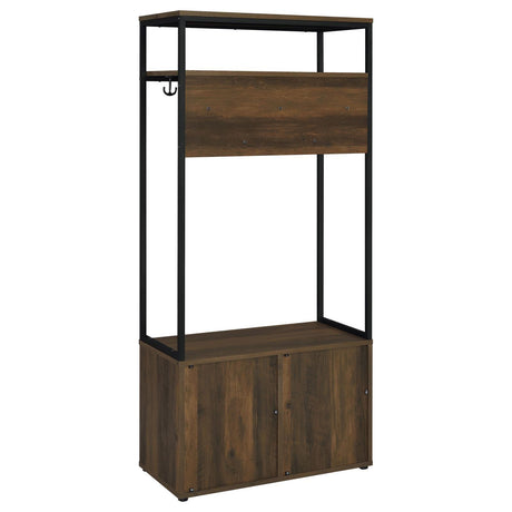 Quincy Dark Pine and Black 2-door Engineered Wood Hall Tree by Coaster at Eve Furniture