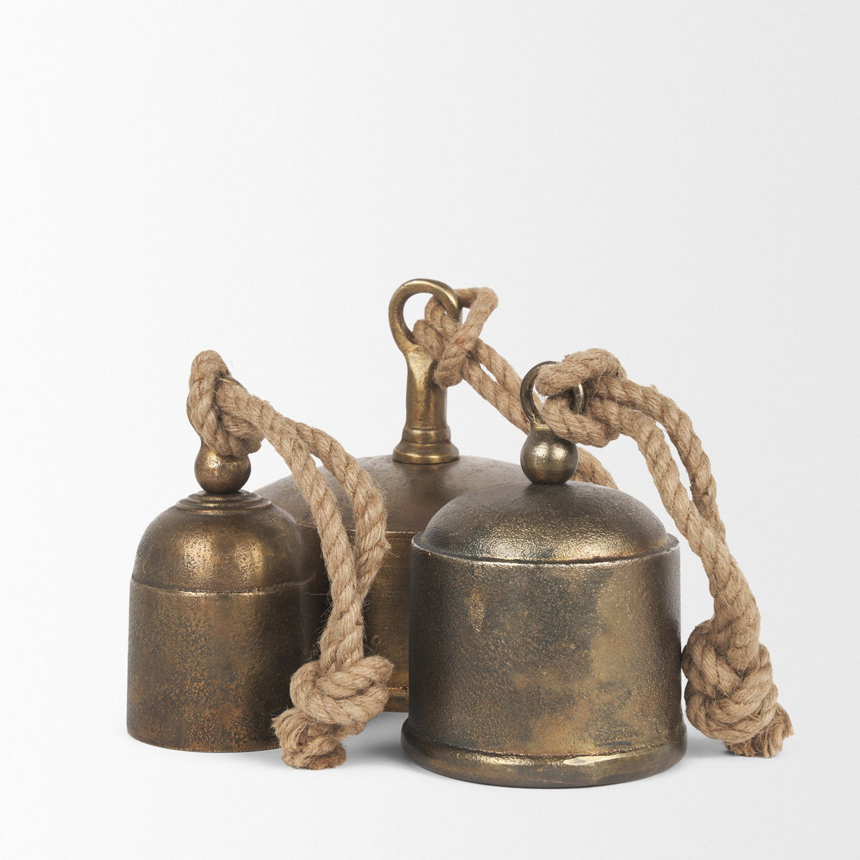 Quincy Medium Gold Metal Decorative Bell Object by Mercana at Eve Furniture