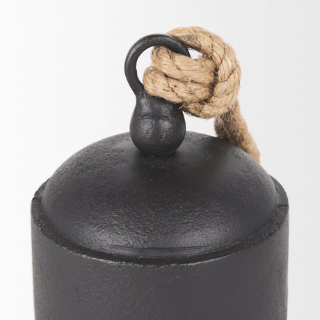 Quincy Medium Matte Black Metal Decorative Bell Object by Mercana at Eve Furniture
