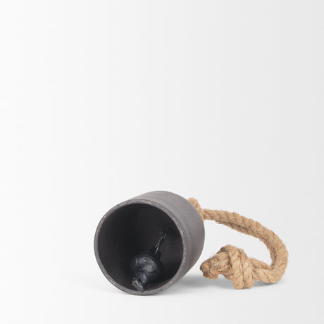 Quincy Small Matte Black Metal Decorative Bell Object by Mercana at Eve Furniture