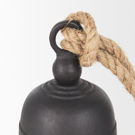 Quincy Small Matte Black Metal Decorative Bell Object by Mercana at Eve Furniture