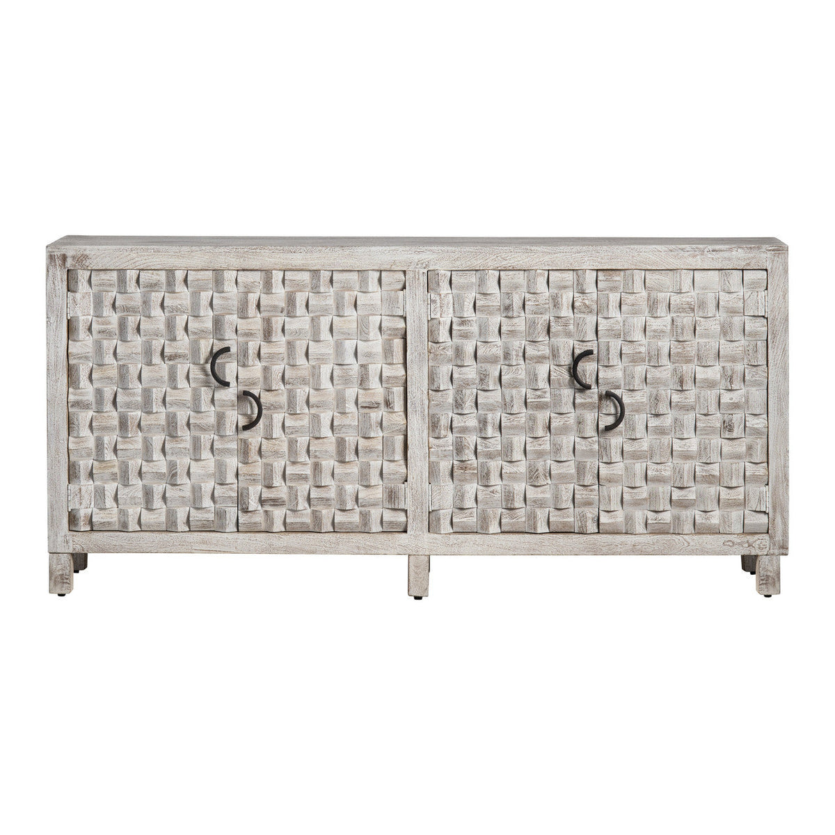 Quincy White/Brown Four-Door Sideboard by Crestview at Eve Furniture