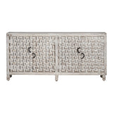 Quincy White/Brown Four-Door Sideboard by Crestview at Eve Furniture