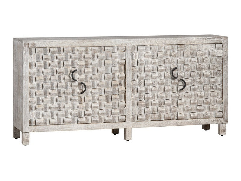 Quincy White/Brown Four-Door Sideboard by Crestview at Eve Furniture
