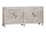 Quincy White/Brown Four-Door Sideboard by Crestview at Eve Furniture