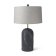 Quinn 18.0L x 18.0W x 28.8H Navy Base W/Beige Fabric Shade Table Lamp by Mercana at Eve Furniture