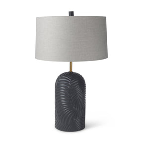 Quinn 18.0L x 18.0W x 28.8H Navy Base W/Beige Fabric Shade Table Lamp by Mercana at Eve Furniture
