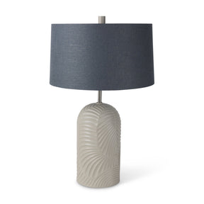 Quinn 19.0L x 19.0W x 24.6H Beige Base W/Navy Fabric Shade Table Lamp by Mercana at Eve Furniture