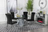 Quinn Mirror/Black 5-Piece Hexagon Pedestal Dining Set