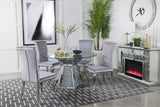 Quinn Mirror/Gray 5-Piece Hexagon Pedestal Dining Set