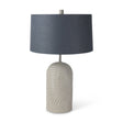 Quinn Beige Base W/Navy Fabric Shade Table Lamp by Mercana at Eve Furniture