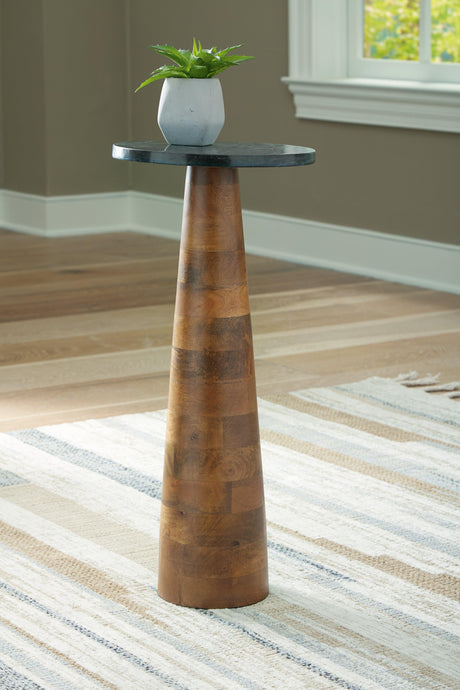Quinndon Brown/Black Accent Table by Ashley at Eve Furniture