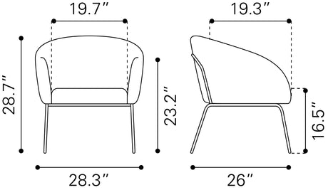 Quinten Vintage Brown Accent Chair by Zuomod at Eve Furniture