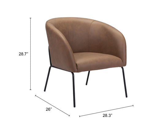 Quinten Vintage Brown Accent Chair by Zuomod at Eve Furniture