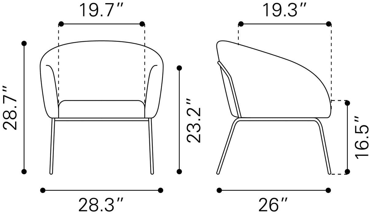 Quinten Vintage Gray Accent Chair by Zuomod at Eve Furniture