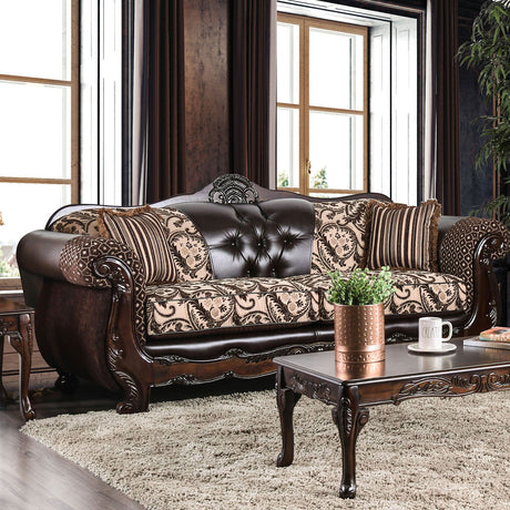 Quirino Light Brown/Dark Brown Sofa & Loveseat by Furniture of America at Eve Furniture
