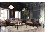Quirino Light Brown/Dark Brown Sofa & Loveseat by Furniture of America at Eve Furniture