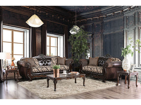 Quirino Light Brown/Dark Brown Sofa & Loveseat by Furniture of America at Eve Furniture