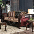Quirino Burgundy/Dark Brown Loveseat by Furniture of America at Eve Furniture