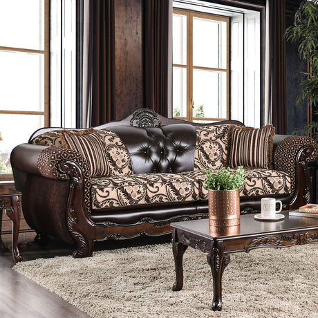 Quirino Light Brown/Dark Brown Sofa by Furniture of America at Eve Furniture