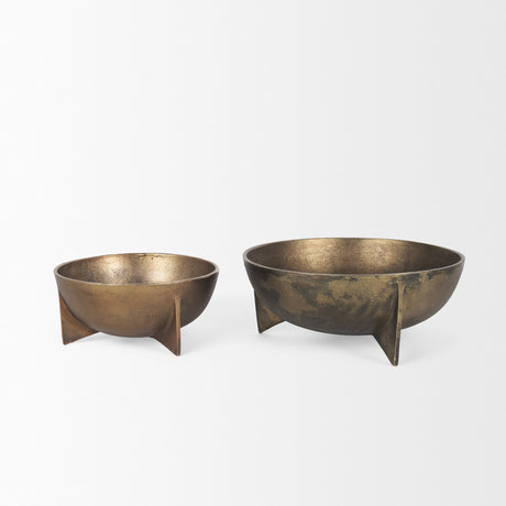 Quita Large Gold Metal Decorative Bowls (Set of 2) by Mercana at Eve Furniture