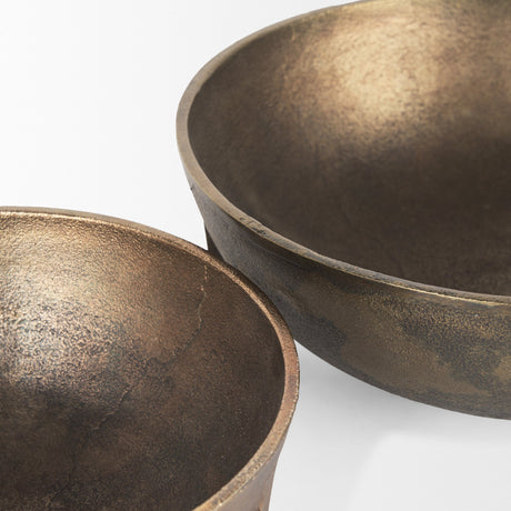 Quita Large Gold Metal Decorative Bowls (Set of 2) by Mercana at Eve Furniture
