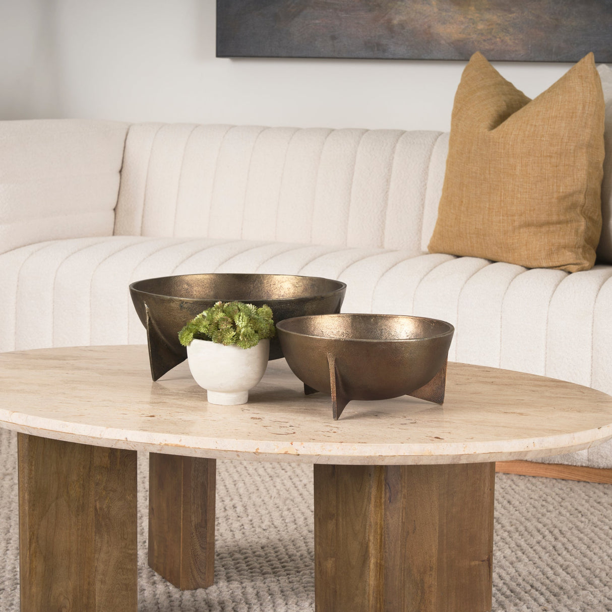 Quita Large Gold Metal Decorative Bowls (Set of 2) by Mercana at Eve Furniture